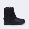 Bota de Franja Infantil Pampili Safira Western Cano Baixo Preta