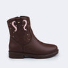 Bota Infantil Pampili Safira Western Marrom e Rosa
