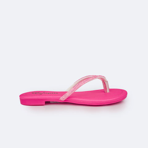 Sandália Chinelo Infantil Pampili Iris Strass Pink Fluor