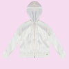 Jaqueta Infantil Pampili Corta Vento Capuz Quadriculada Off White