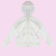 Jaqueta Infantil Pampili Corta Vento Capuz Quadriculada Off White