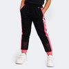 Calça Jogger Pampili Moletom e Tela Preta e Rosa