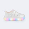 Tênis de Led Infantil Feminino Liz Luz Concha Off White