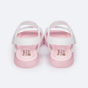 Sandália de Led Infantil Pampili Lulli Glitter e Pontos Coloridos Branca - traseira da sandália de led