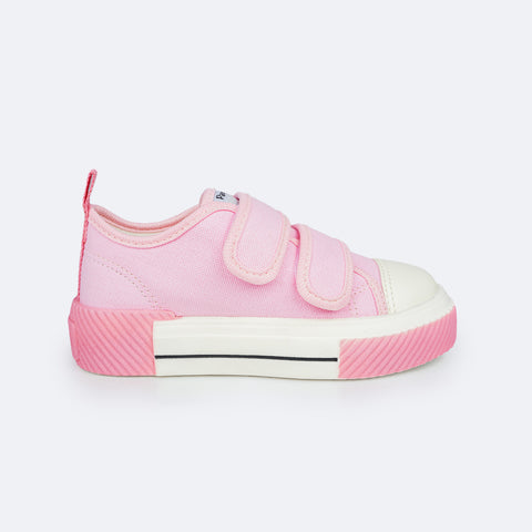 Tênis Infantil Feminino Pampili Max Velcro Rosa Chiclete