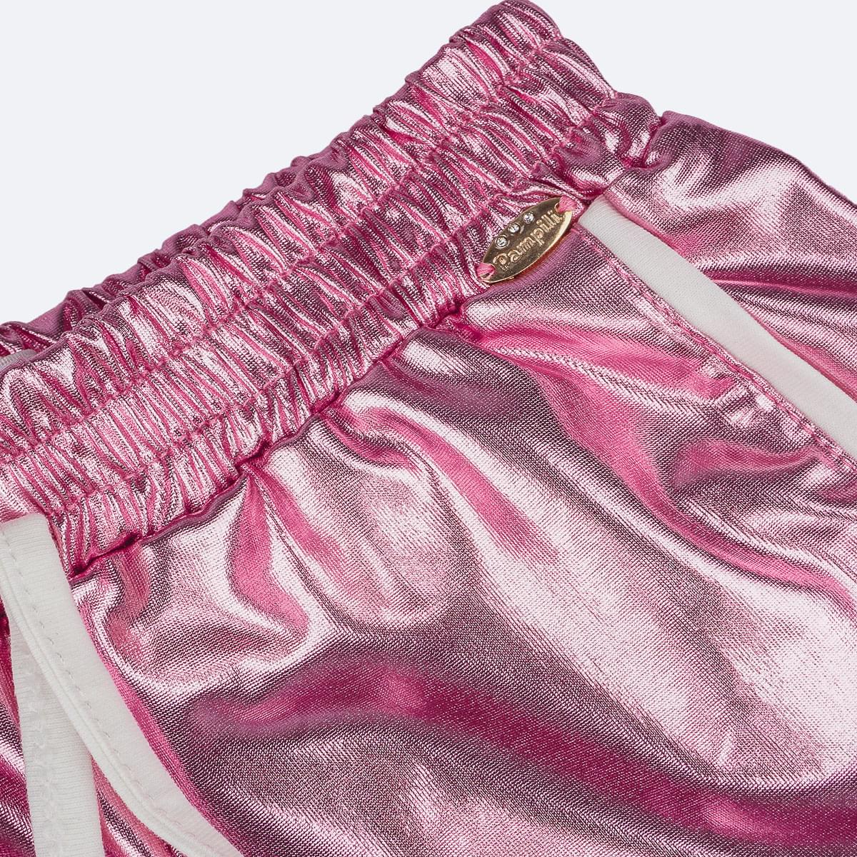 Short Infantil Pampili Pink Holográfico - short metalizado