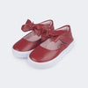 Tênis de Couro Infantil Feminino Claire Laço Removível Vermelho