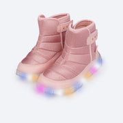 Tênis de Led Infantil Cano Médio Pampili Liz Luz Comfy Tachas Rosa Glace - detalhe do tenis infantil de led