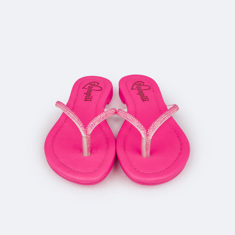 Sandália Chinelo Infantil Pampili Iris Strass Pink Fluor