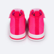 Tênis Cano Médio Pampili Mini Easy Pink Neon - parte de trás do tênis