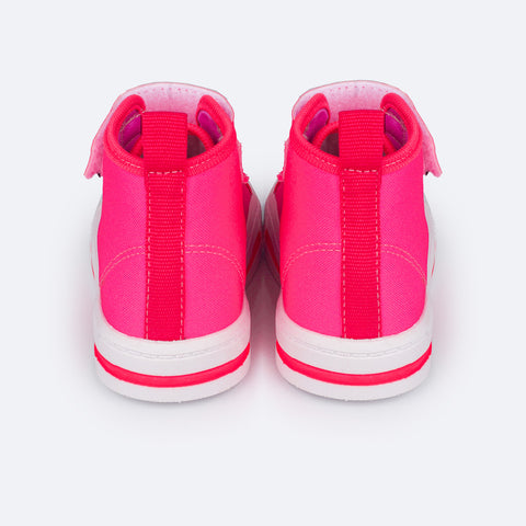 Tênis Cano Médio Pampili Mini Easy Pink Neon - parte de trás do tênis