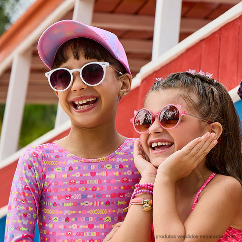 Óculos de Sol Infantil Feminino Acetato Branco