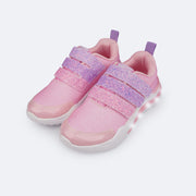 Tênis de Led Infantil Pampili SPK 35 Glitter Rosa Bale - tênis calce fácil com fecho em velcro
