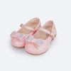 Sapato Infantil Pampili Mini Angel Laço Duplo com Glitter Rosa Glace Verniz