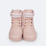 Bota Coturno Infantil Feminina Pampili Rubi Matelassê Comfy Rosa Novo