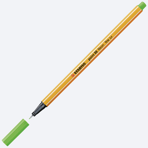 Caneta Stabilo Point 88 Verde Neon - caneta aberta