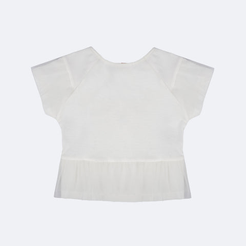 Camiseta Infantil Pampili Summer Glow Tule Off White - costas da camiseta em tule