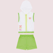 Conjunto Infantil Kukiê Três Peças Fun Verde Neon - conjunto com zíper