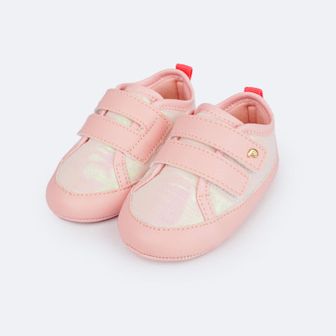 Tênis de Bebê Pampili Nina Velcro Rosa Glace - tênis de bebê