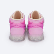 Tênis de Led Infantil Cano Médio Pampili Liz Luz Comfy Glitter Rosa Bale Novo - parte de trás do tênis infantil feminino