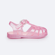 Sandália Infantil Pampili Full Plastic Mini Valen Cintilante Rosa Chiclete - sandália de plástico rosa bebê