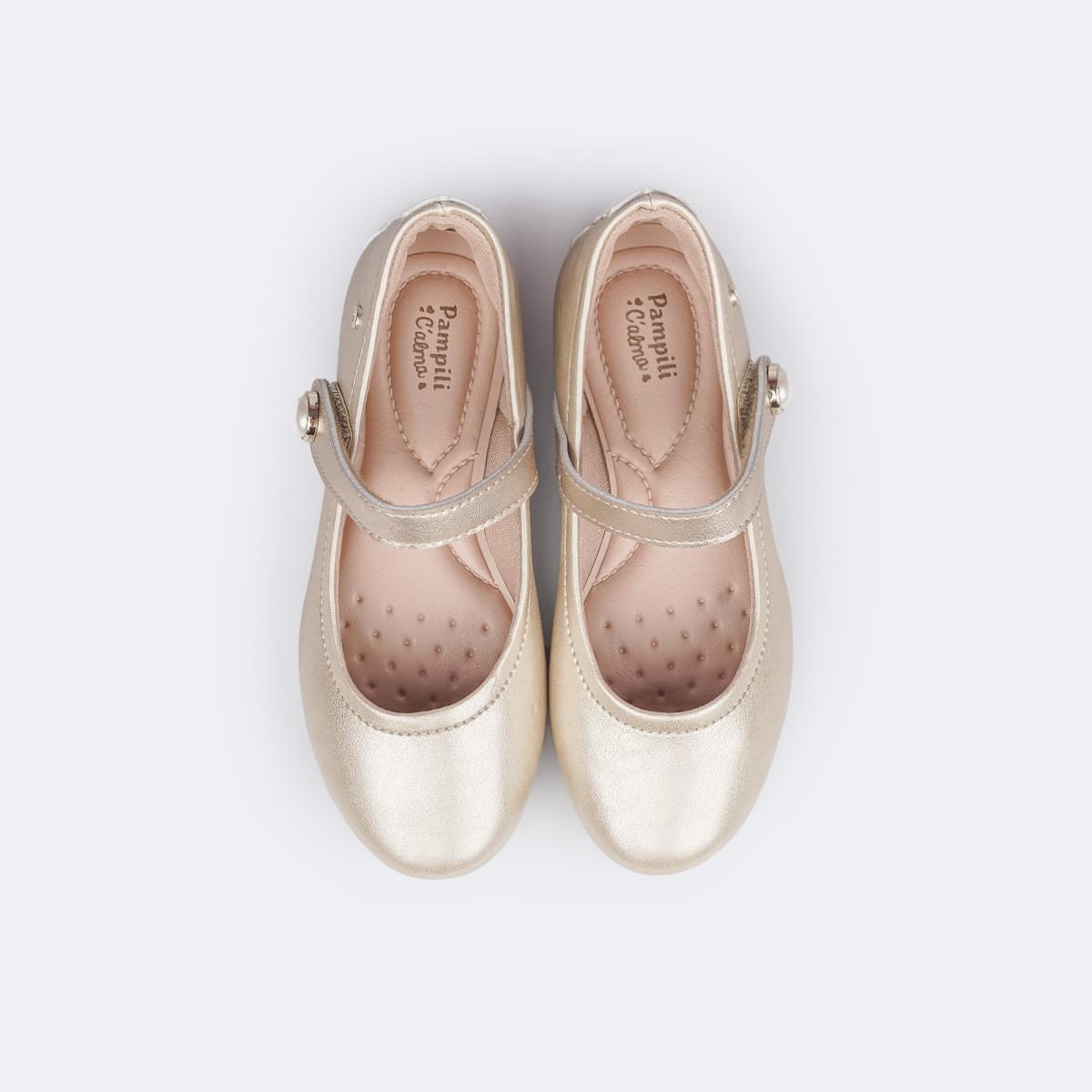 Sapato Infantil Pampili Angel Tira Superior Pérola Dourado