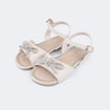 Sandália Infantil Feminina Mili Lacinho Strass Nude