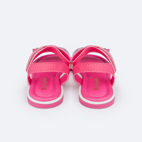 Sandália Infantil Pampili Slim Bombom Glitter Pink - traseira da sandália em sintético