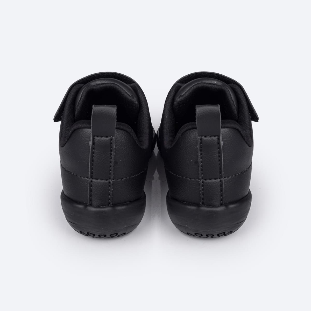 Tênis Escolar Infantil Pampili Honey Escolar Preto - Vem com Pulseira Porta Moedas - traseira do tenis preto