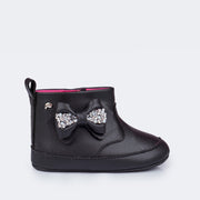 Bota de Bebê Nina Laço Preta