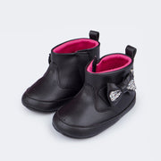 Bota de Bebê Nina Laço Preta