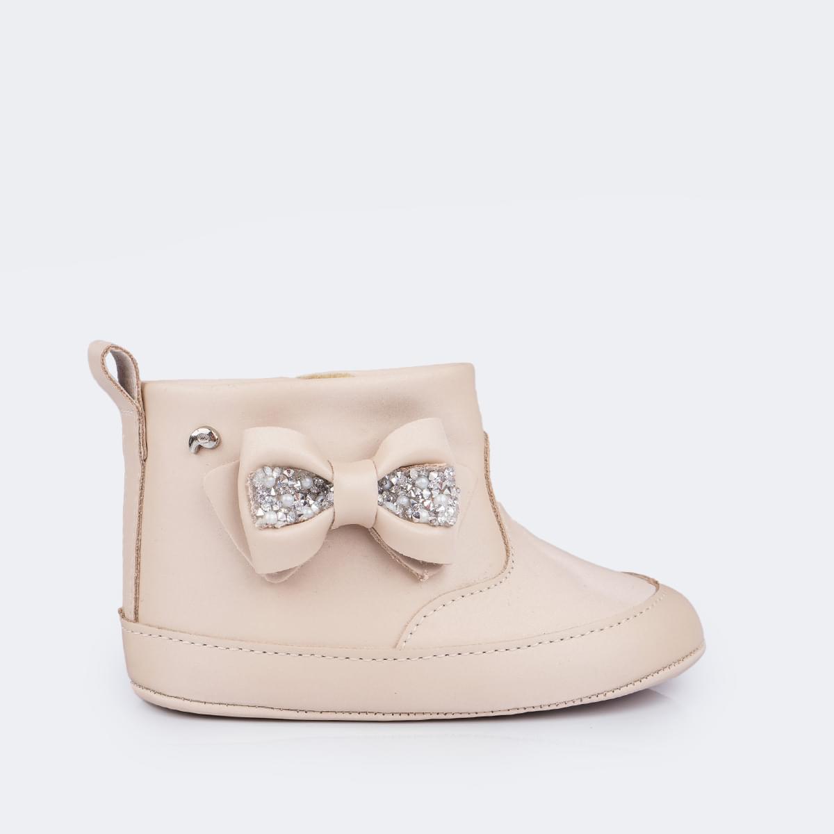 Bota de Bebê Nina Laço Nude
