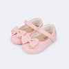 Sapato de Bebê Nina Laço Rosa Claro - Vem Com Faixa de Cabelo!