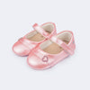 Sapato de Bebê Pampili Nina Coração Perolada Rosa