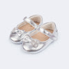 Sapato de Bebê Pampili Nina Laço com Brilho Prata