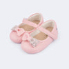 Sapato de Bebê Pampili Nina Laço com Brilho Rosa