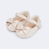Sapato de Bebê Pampili Nina Laço com Pérolas Nude