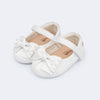Sapato de Bebê Pampili Nina Laço com Pérolas Branco