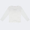 Camiseta Manga Longa Infantil Pampili Cascata de Corações e Strass Off White