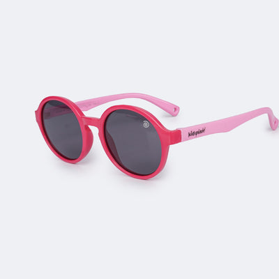 Óculos de Sol Infantil KidSplash! Proteção UV Redondo Pink e Rosa - frente do óculos
