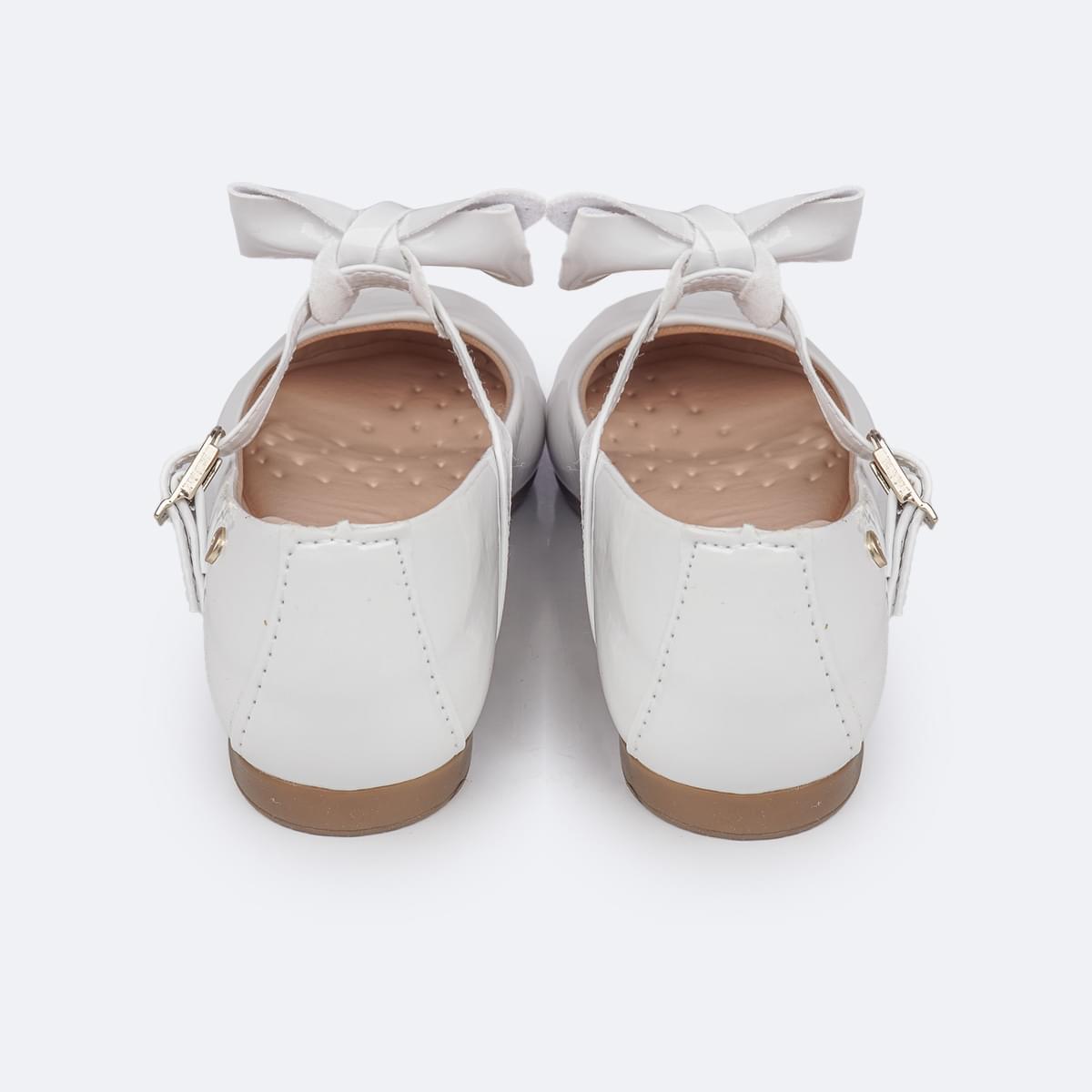 Sapato Infantil Feminino Pampili Angel com Laço Removível Verniz  Branco