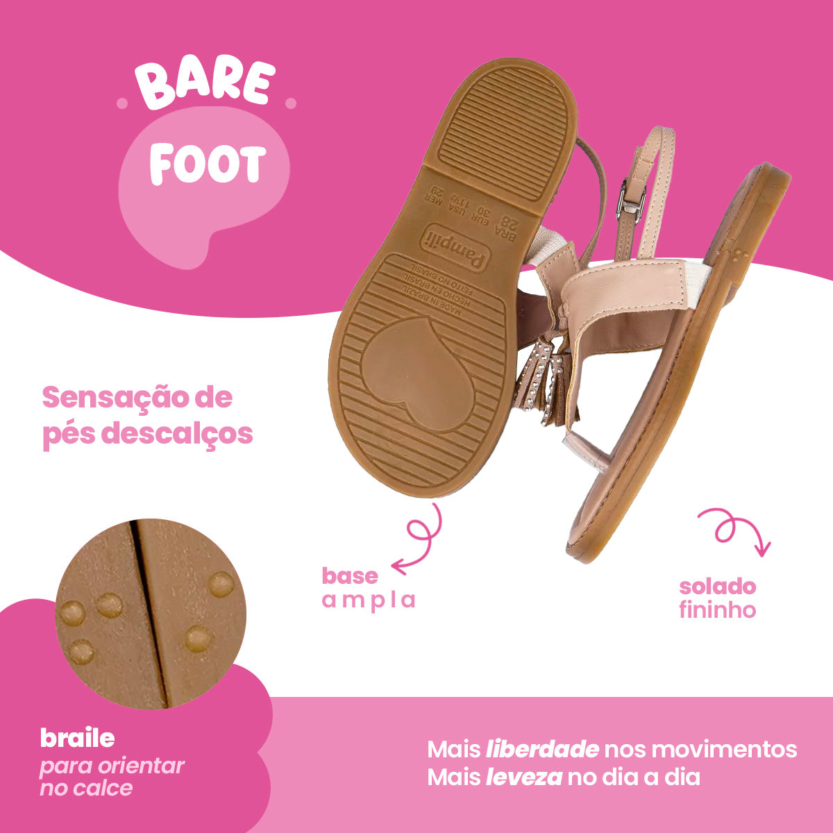 Sandália Infantil Pampili Maitê com Tassel Nude