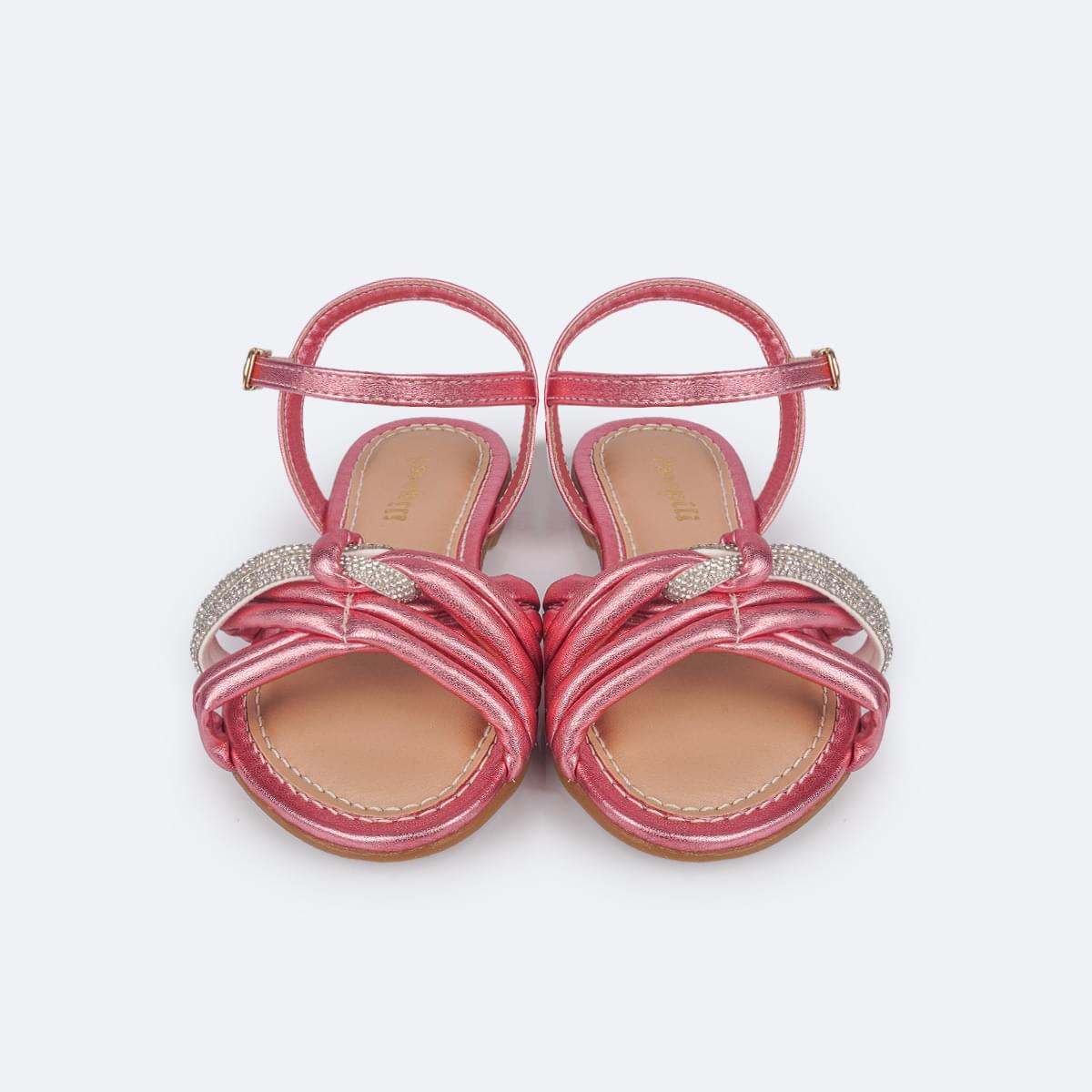 Sandália Infantil Pampili Cherrie Strass Comfy Rosa Claro - frente da sandália comfy
