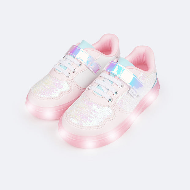 Tênis de Led Infantil Pampili Sneaker Luz Paetê Colorido