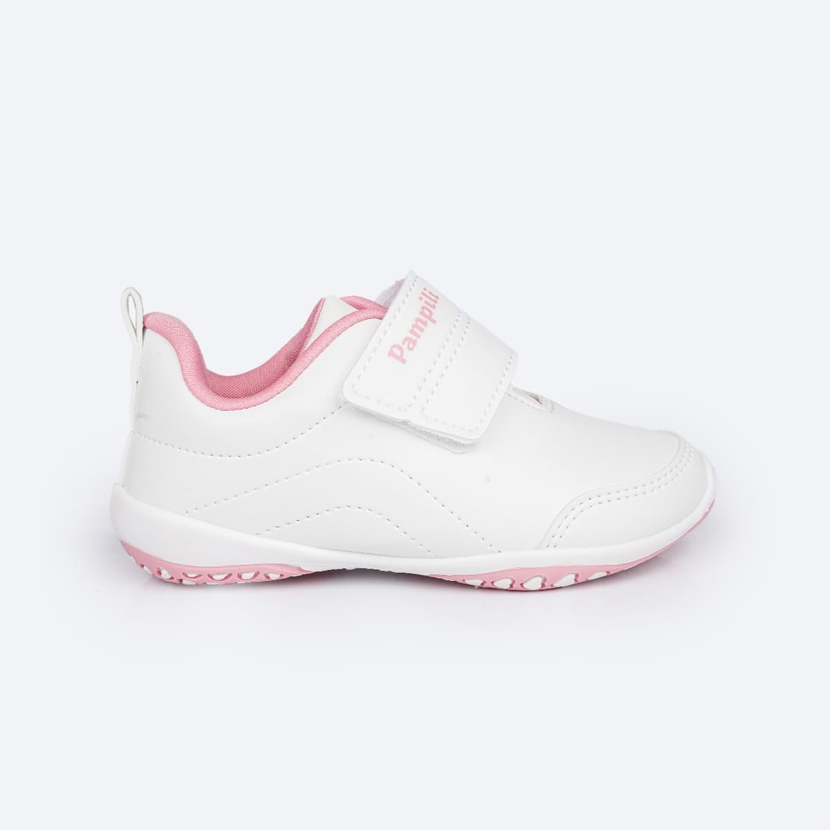 Tênis Escolar Infantil Pampili Honey Escolar Branco - Vem com Pulseira Porta Moedas - lateral do tenis