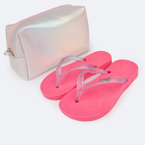 Chinelo Infantil Pampili Love Pink Fluor - Vem com necessaire!