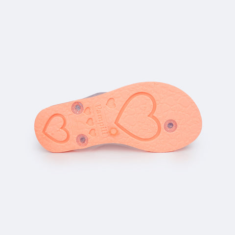 Chinelo Infantil Pampili Love Laranja Neon - Vem com necessaire!