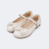 Sapato Infantil Feminino Angel Laço com Pérola Nude