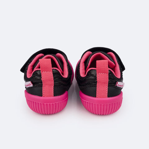 Tênis Infantil Pampili Yuyu Matelassê Comfy Preto e Pink Fluor