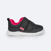 Tênis Infantil Feminino Pampili Pom Pom Velcro Preto e Pink